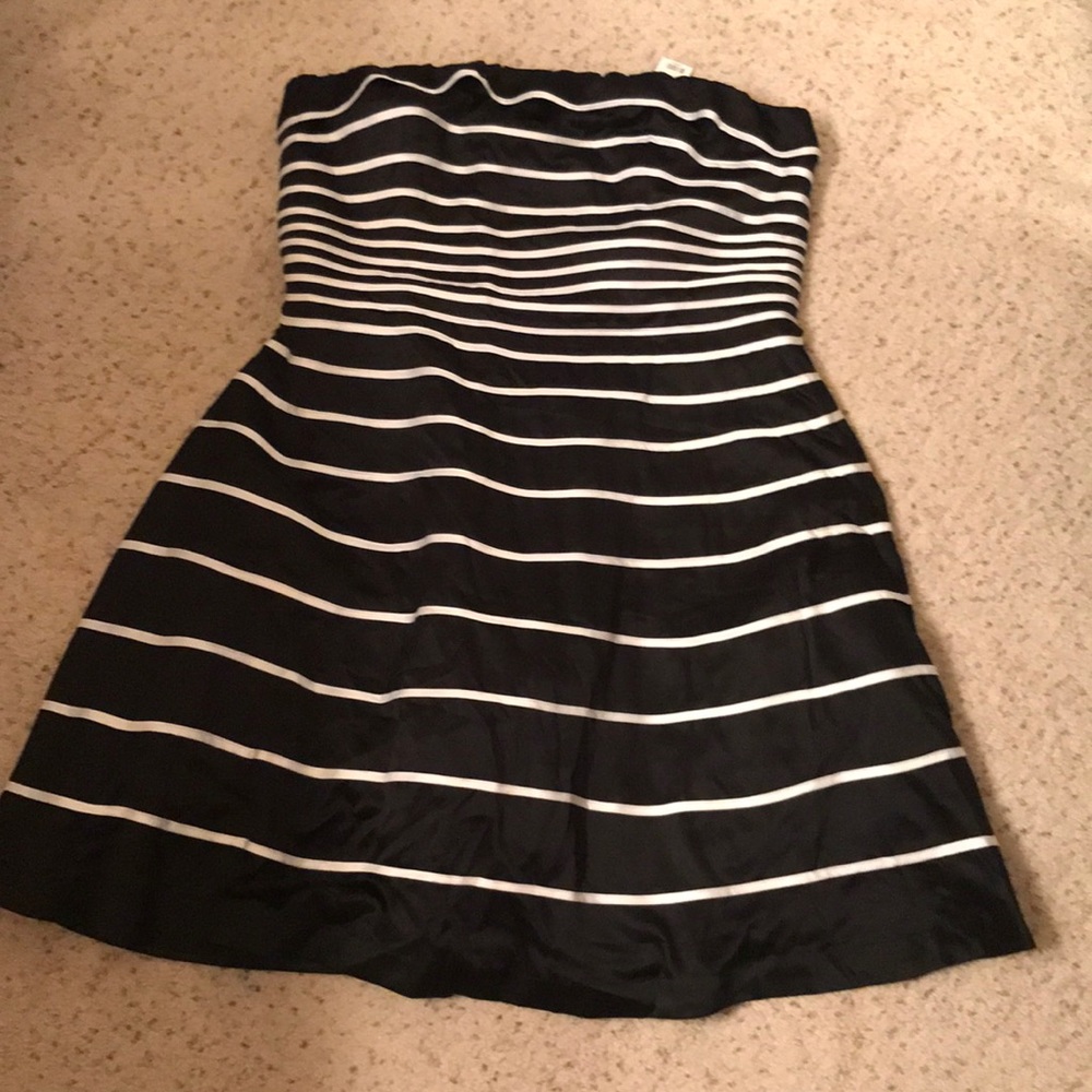 The limited black stripes strapless dress satin 14